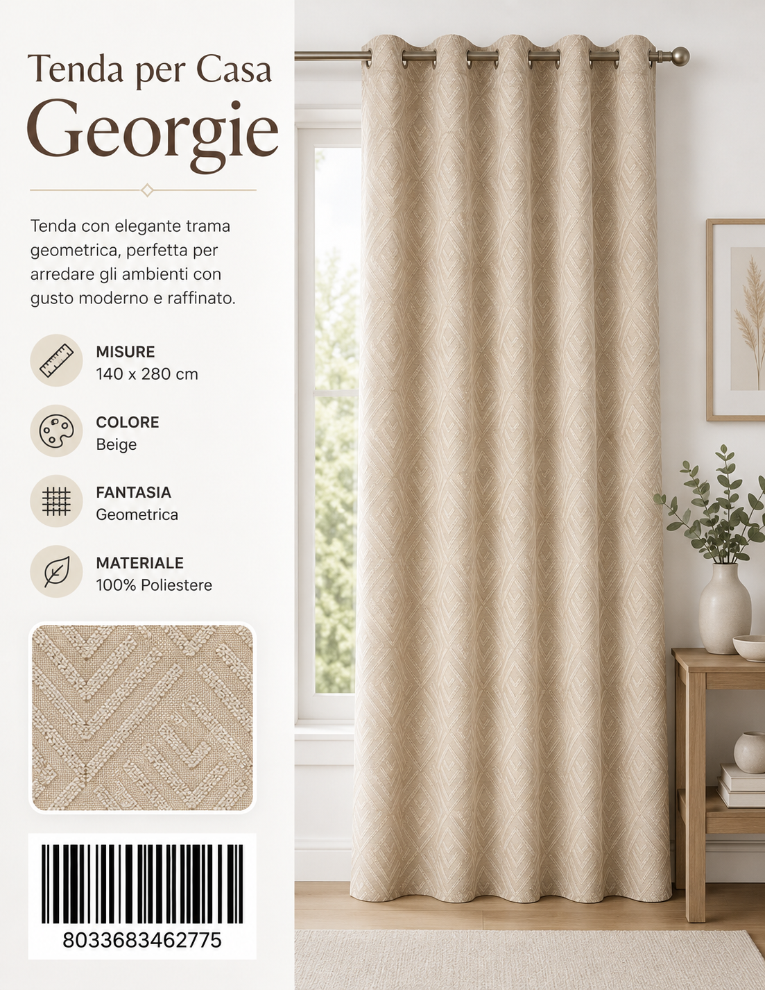 TENDA PER CASA GEORGIE 140*280CM - 8033683462775