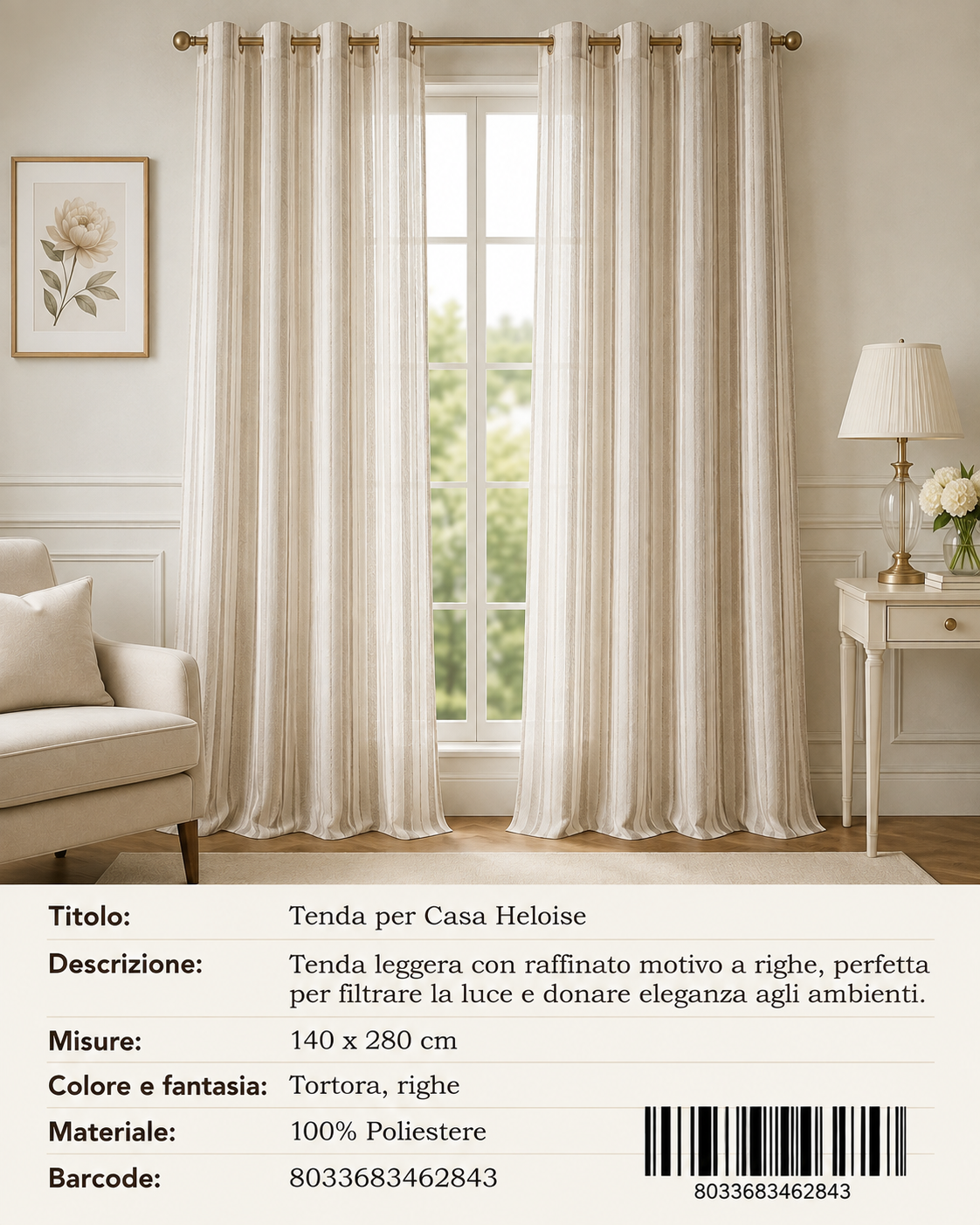 TENDA PER CASA HELOISE 140*280CM - 8033683462843