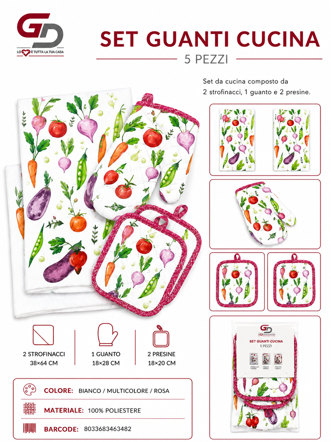 Set Guanti Cucina 5 Pezzi