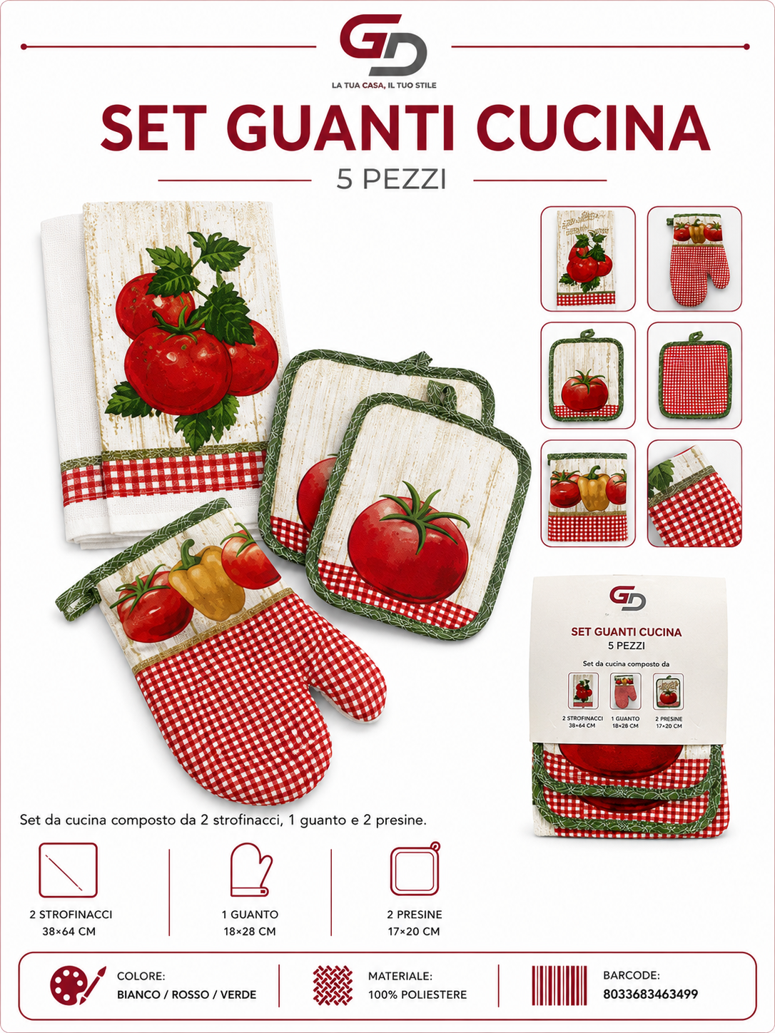 Set Guanti Cucina 5 Pezzi