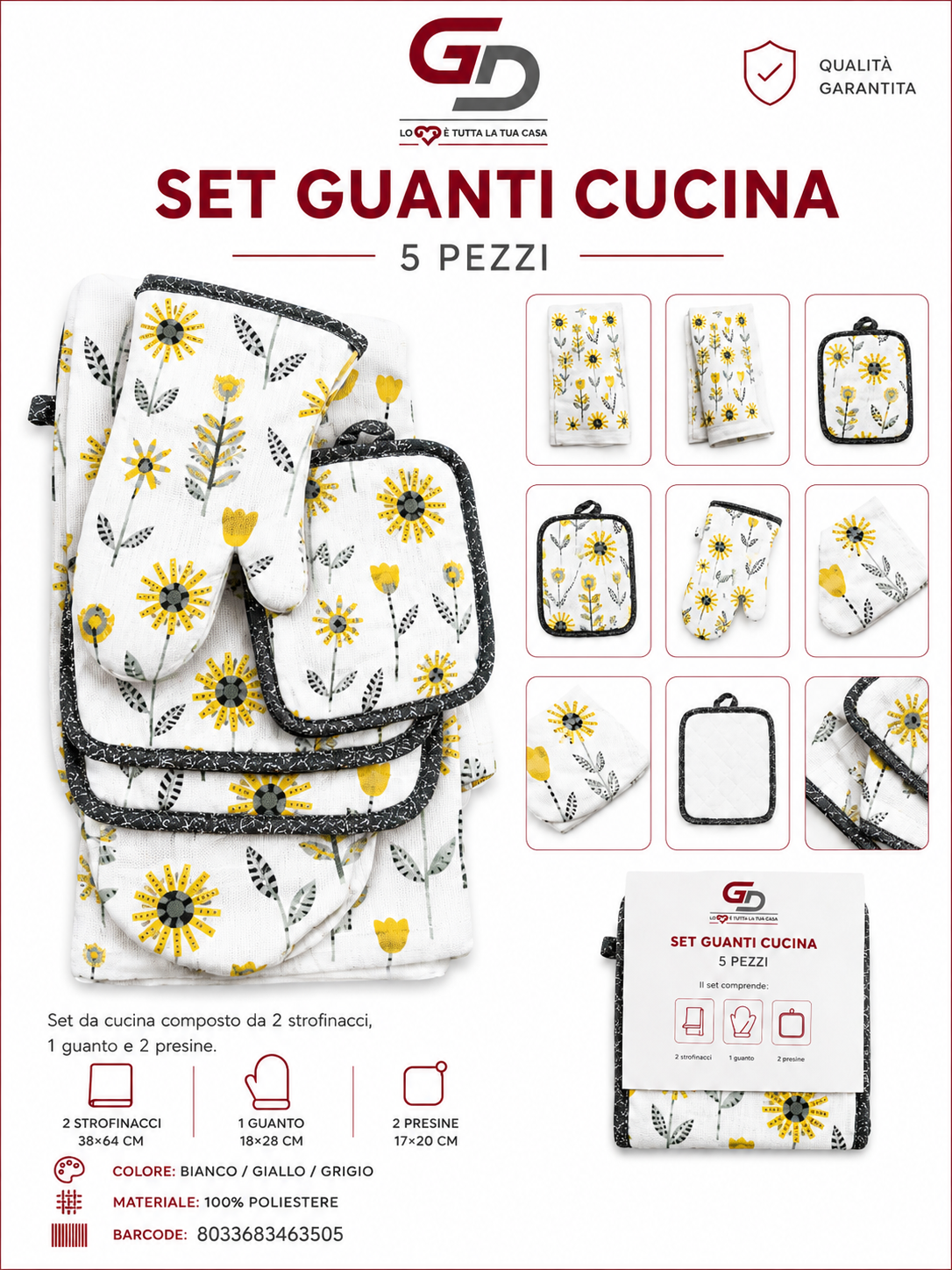 Set Guanti Cucina 5 Pezzi