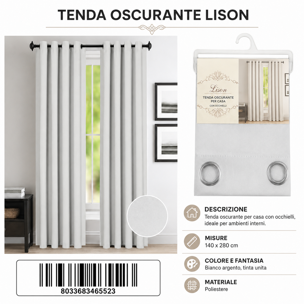 TENDA PER CASA LISON 140*280CM 140*280CM - 8033683465523