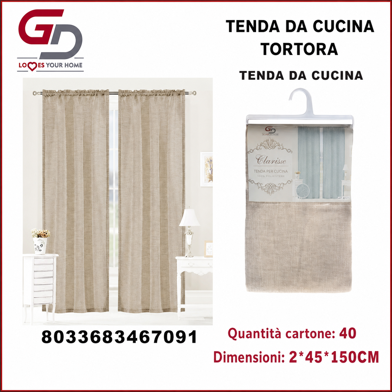 TENDA DA CUCINA CLARISSE 2*45*150CM