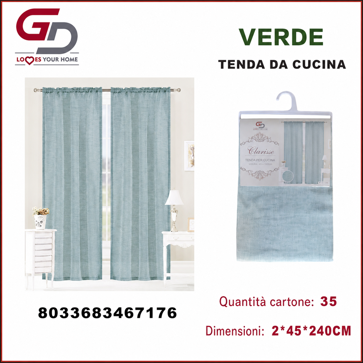 TENDA DA CUCINA CLARISSE 2*45*240CM