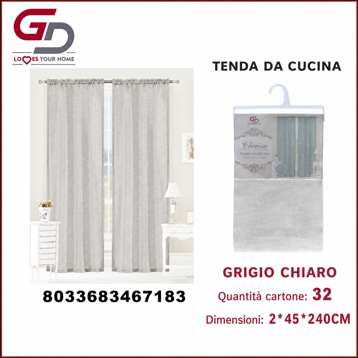 TENDA DA CUCINA CLARISSE 2*45*240CM
