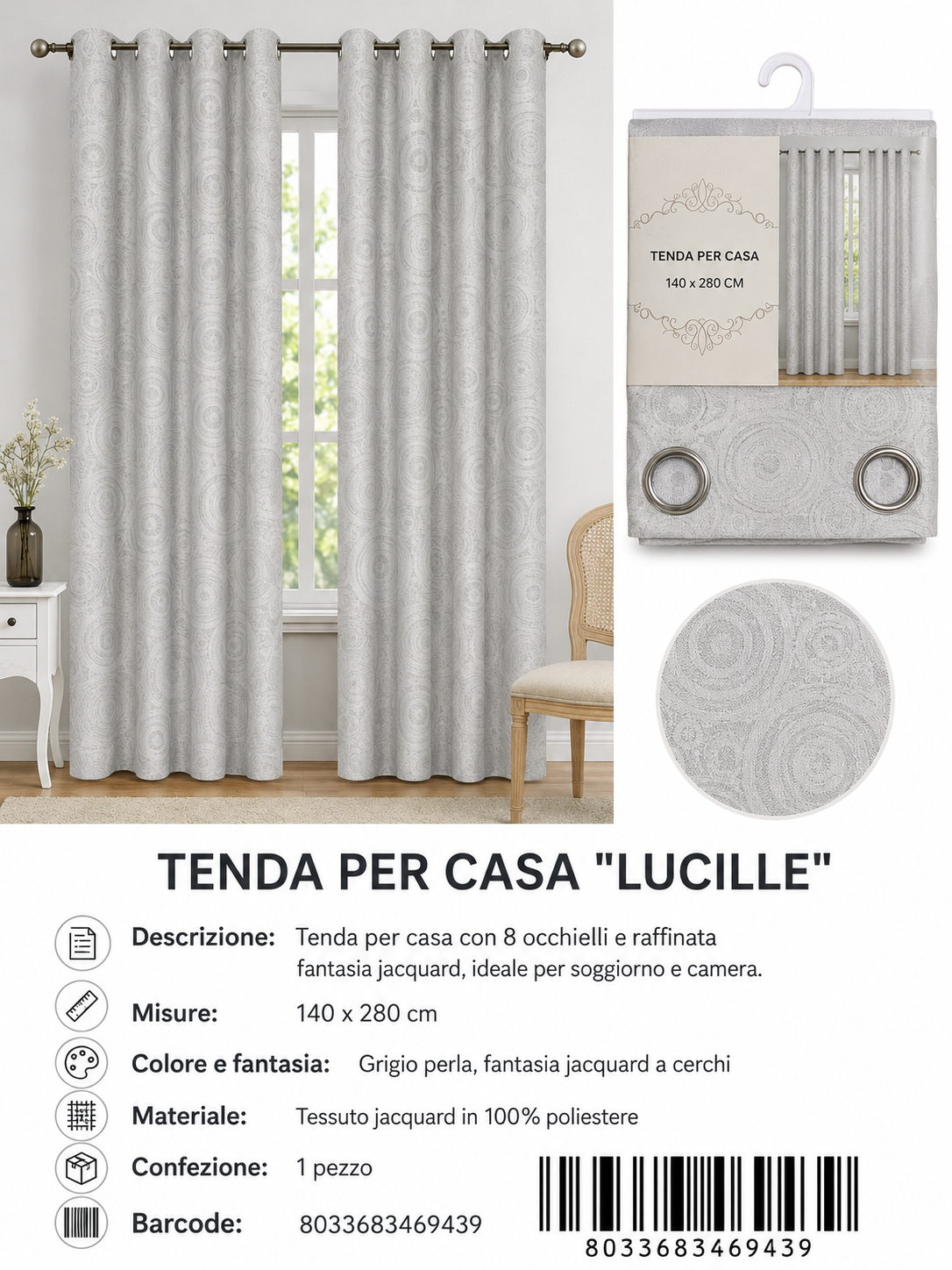 TENDA PER CASA Lucille 140*280CM - 8033683469439