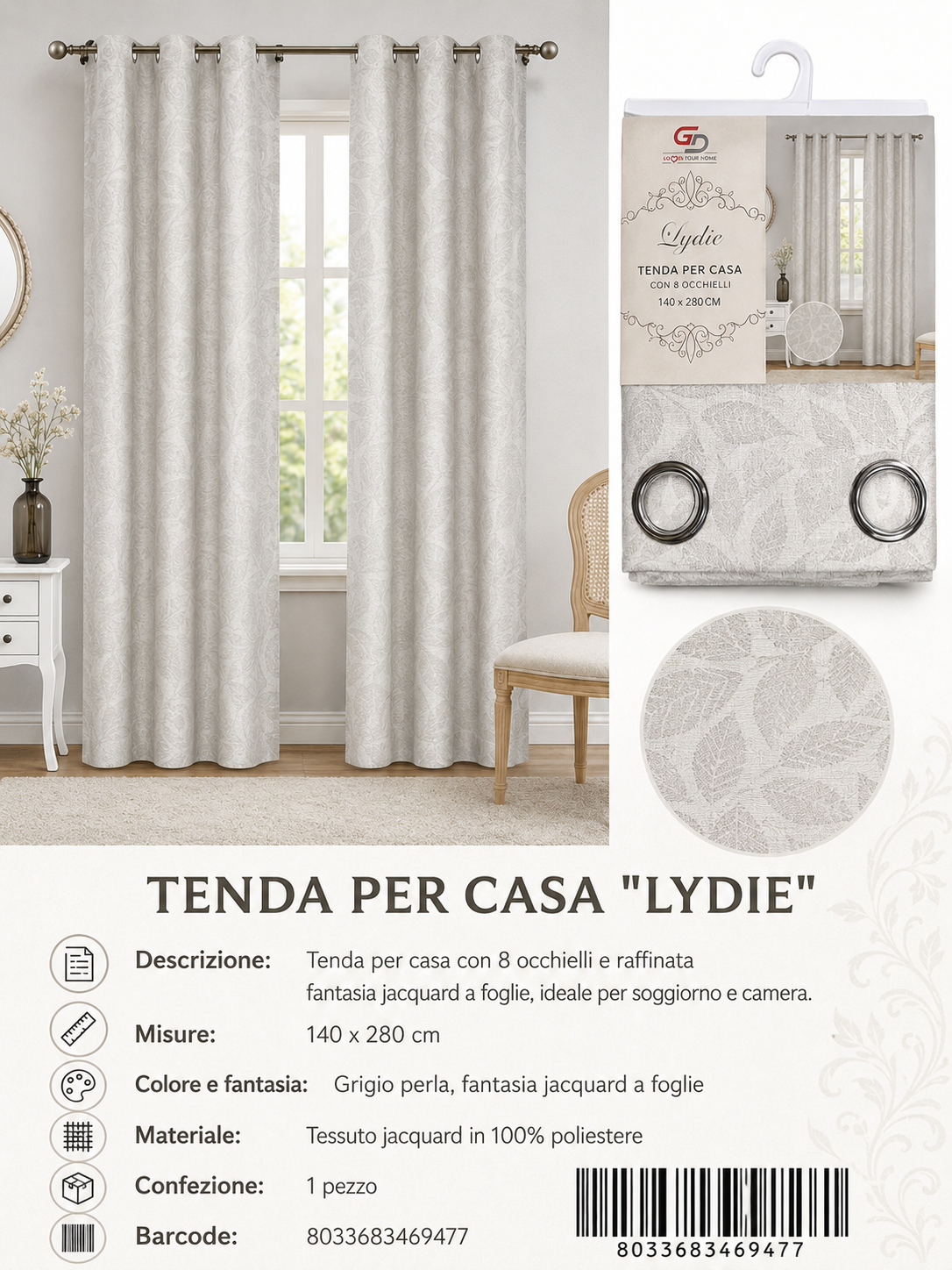 TENDA PER CASA Lydie 140*280CM