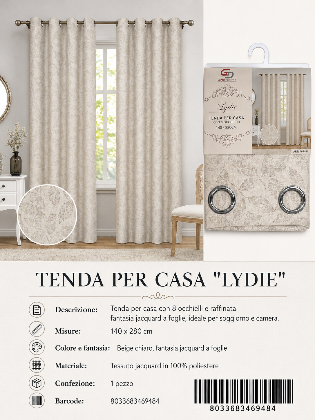 TENDA PER CASA Lydie 140*280CM