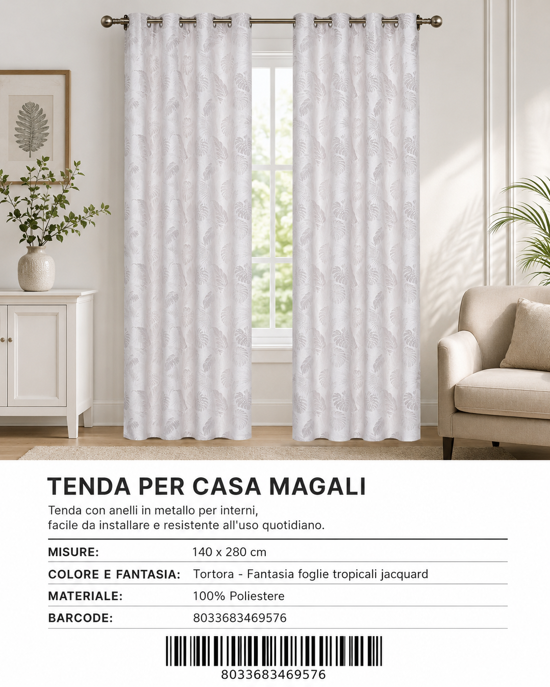 TENDA PER CASA Magali 140*280CM - 8033683469576