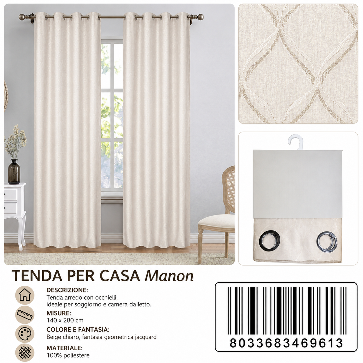 TENDA PER CASA Manon 140*280CM - 8033683469613