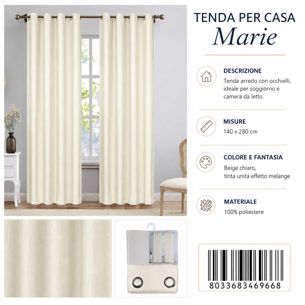 TENDA PER CASA Marie 140*280CM - 8033683469668