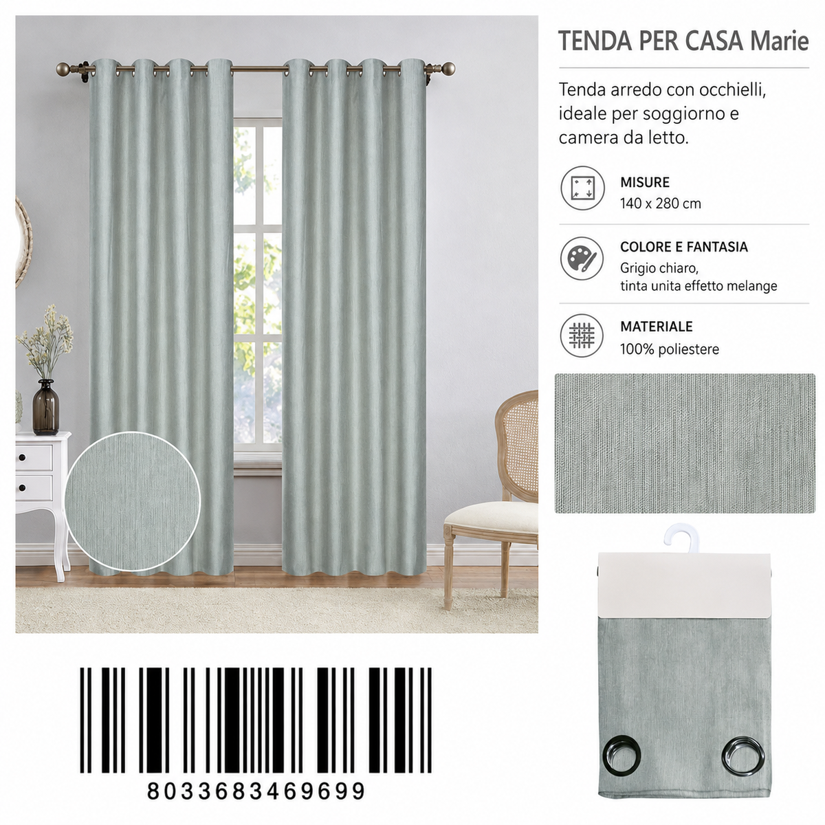 TENDA PER CASA Marie 140*280CM - 8033683469699