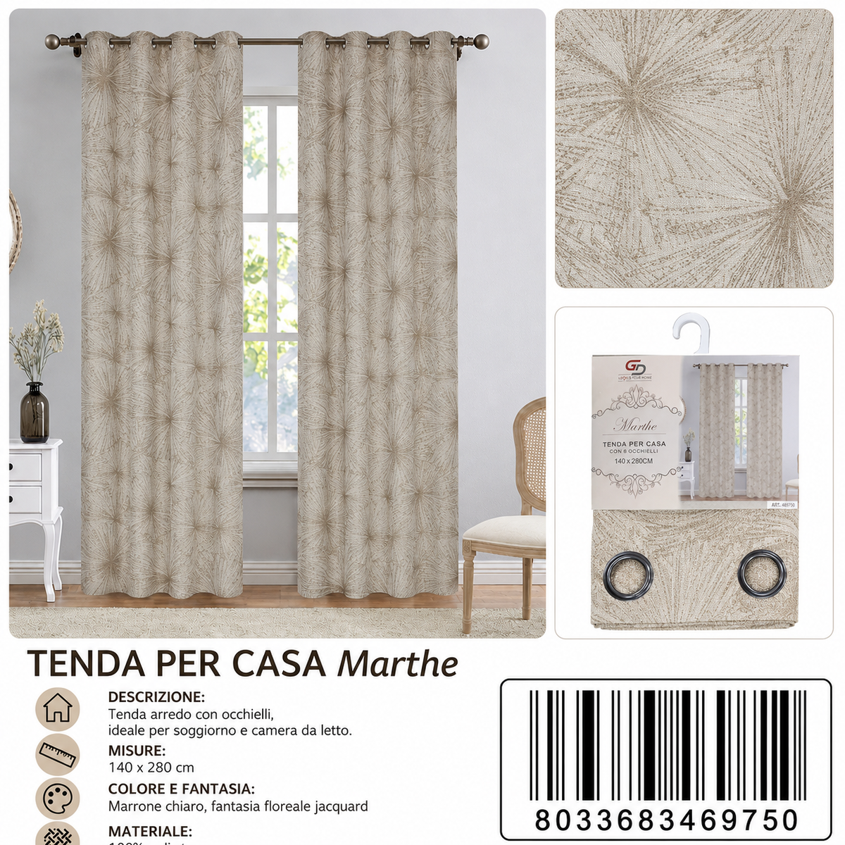 TENDA PER CASA Marthe 140*280CM - 8033683469750