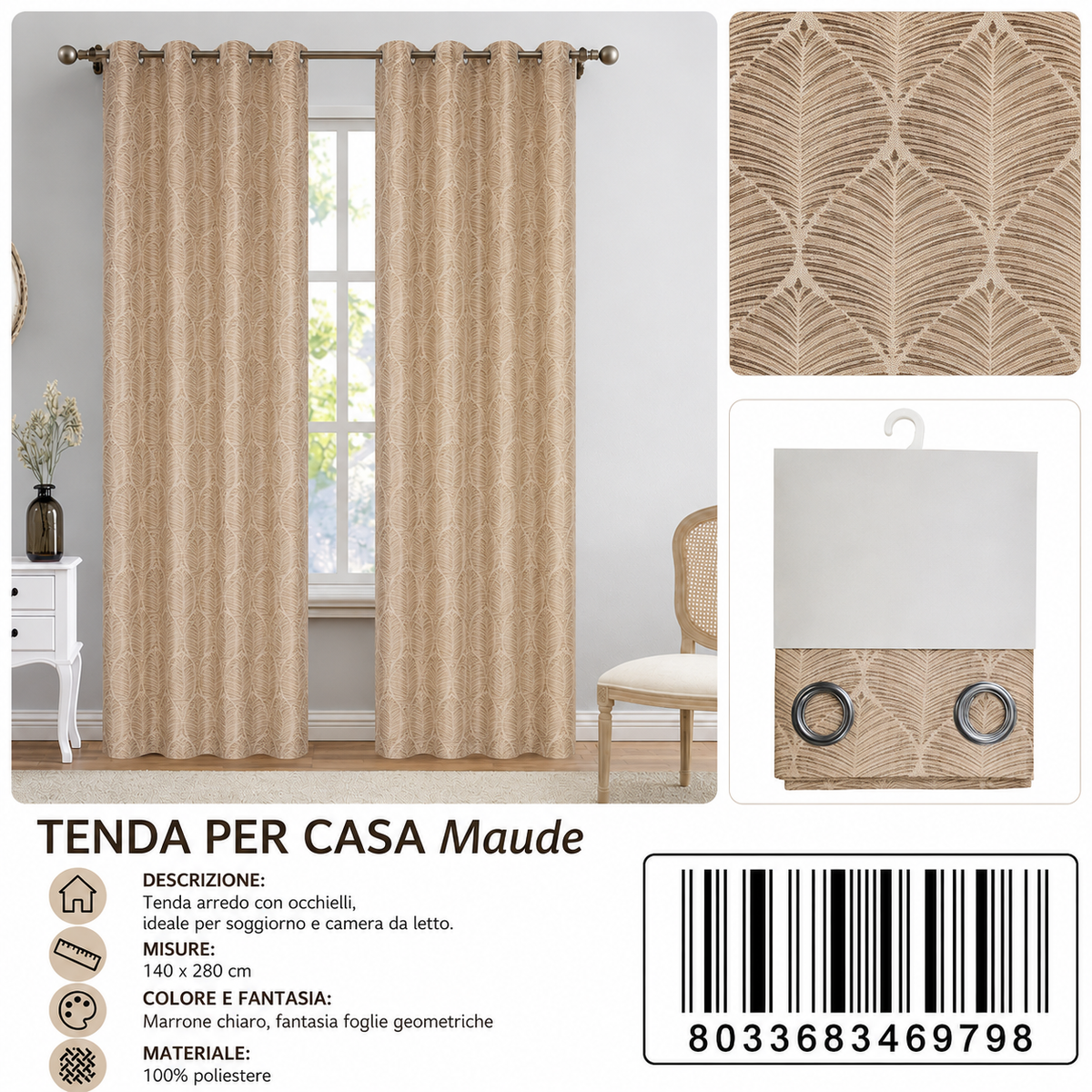 TENDA PER CASA Maude 140X280CM - 8033683469798