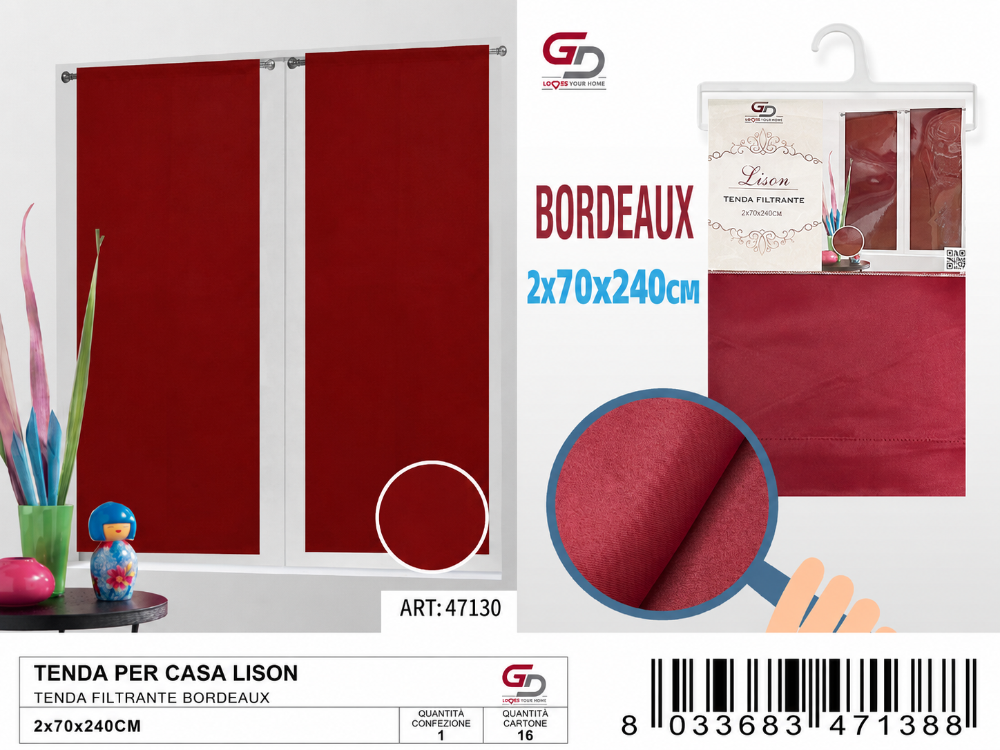 TENDA PER CASA LISON 70*240CM 2*70*240CM