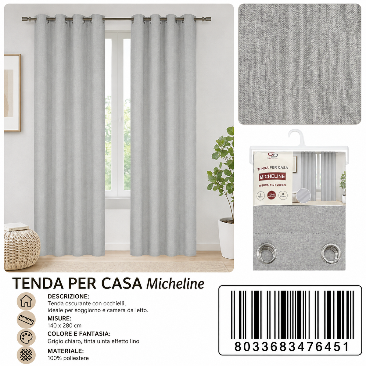 TENDA PER CASA MICHELINE 140X280CM - 8033683476451