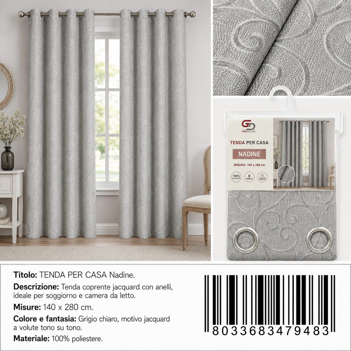 TENDA PER CASA Nadine 140*280CM - 8033683479483