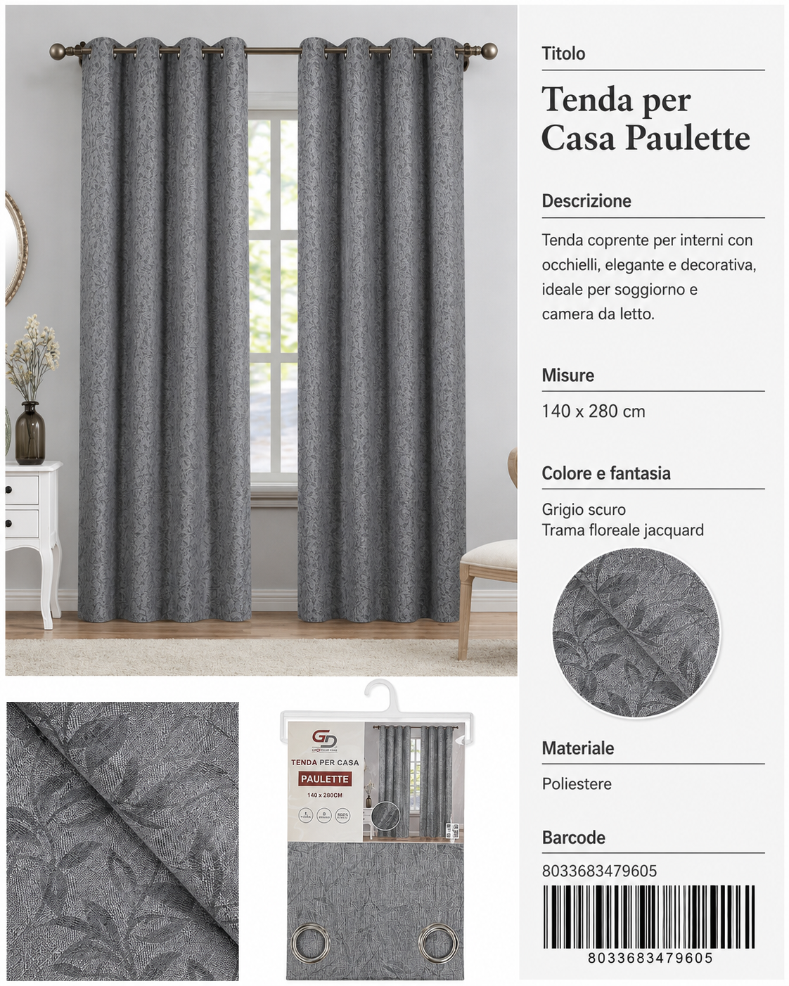 TENDA PER CASA Paulette 140*280CM - 8033683479605