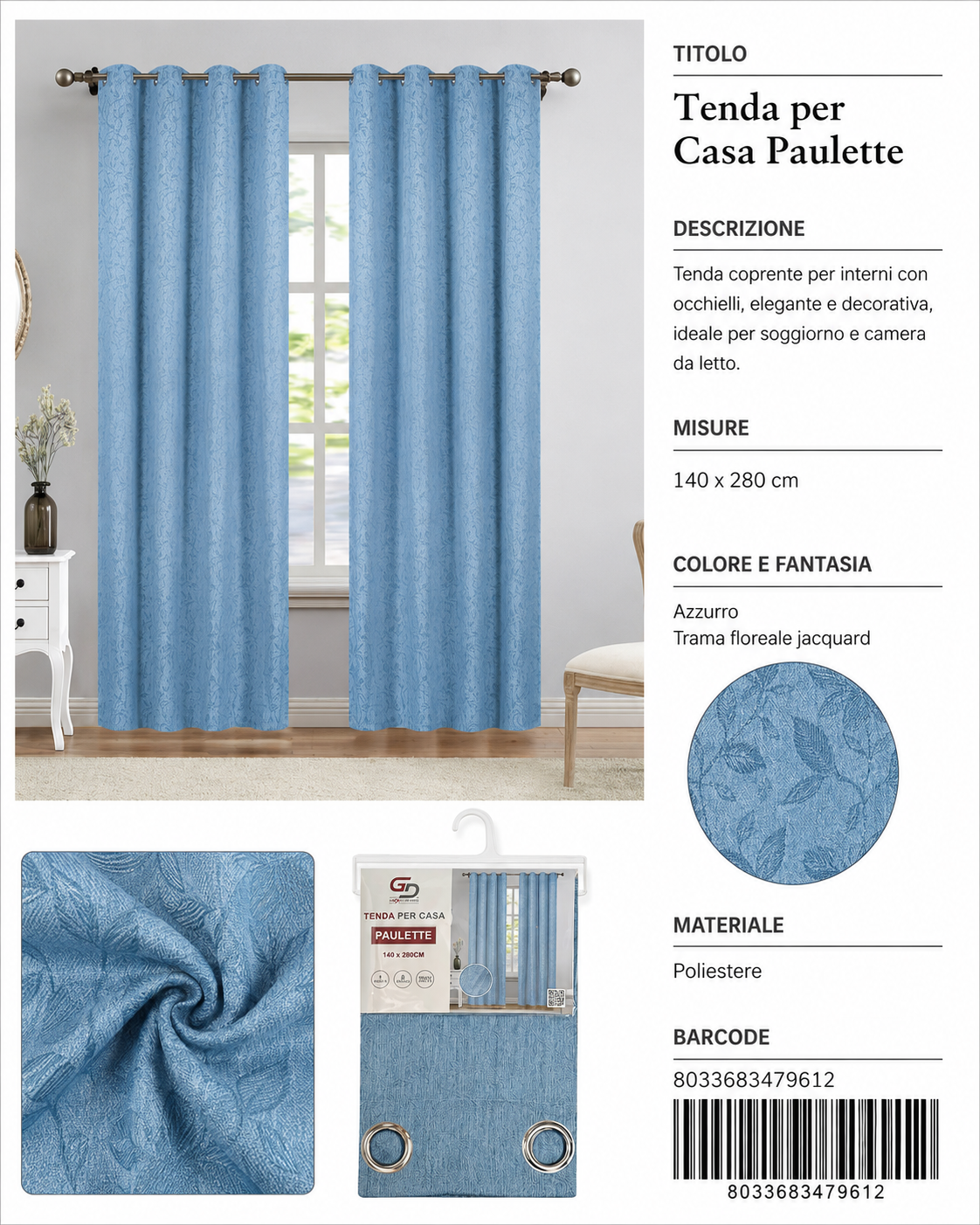 TENDA PER CASA Paulette 140*280CM - 8033683479612