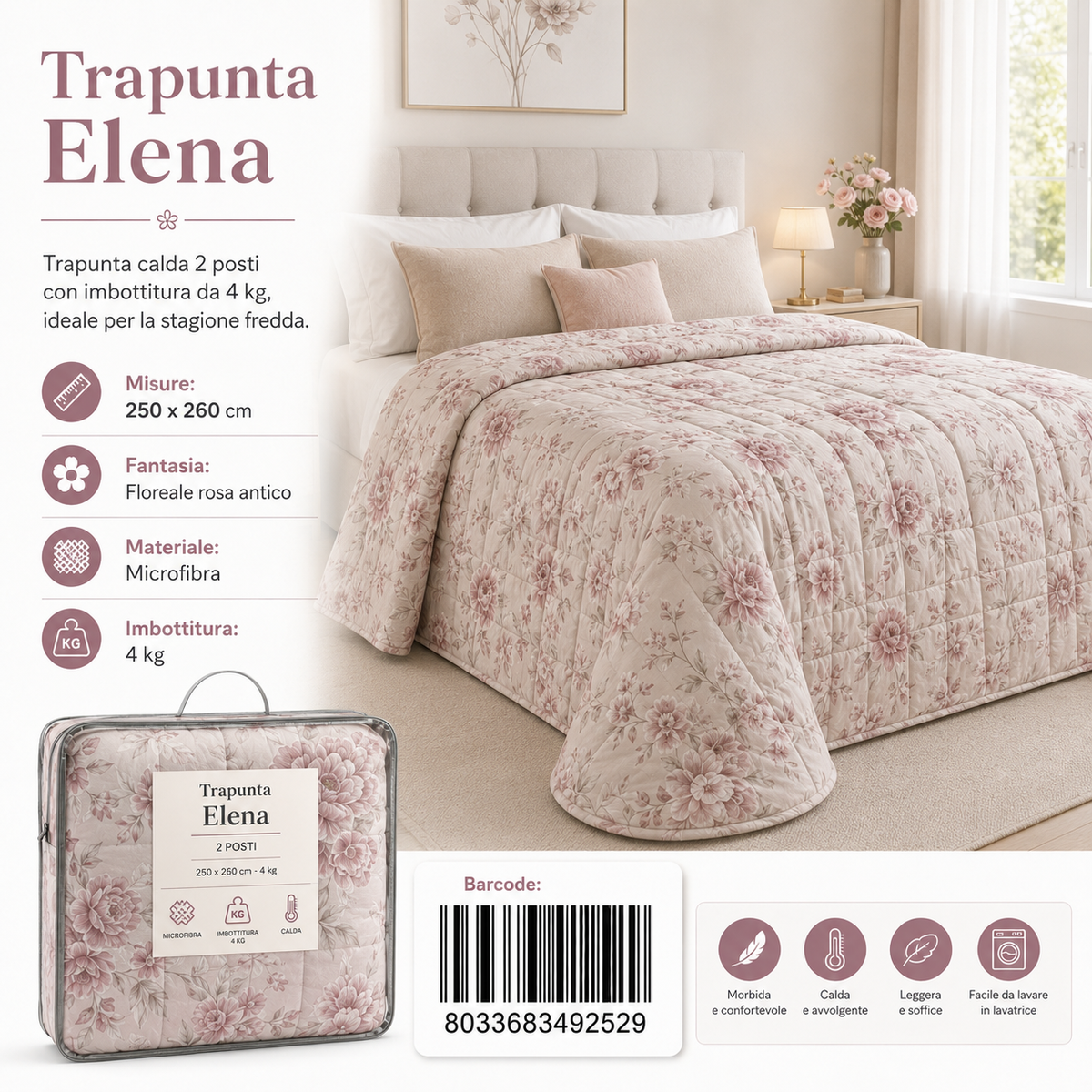 Trapunta Elena Stp 2P Dis.41 Peso Trapunta 4Kg - 8033683492529
