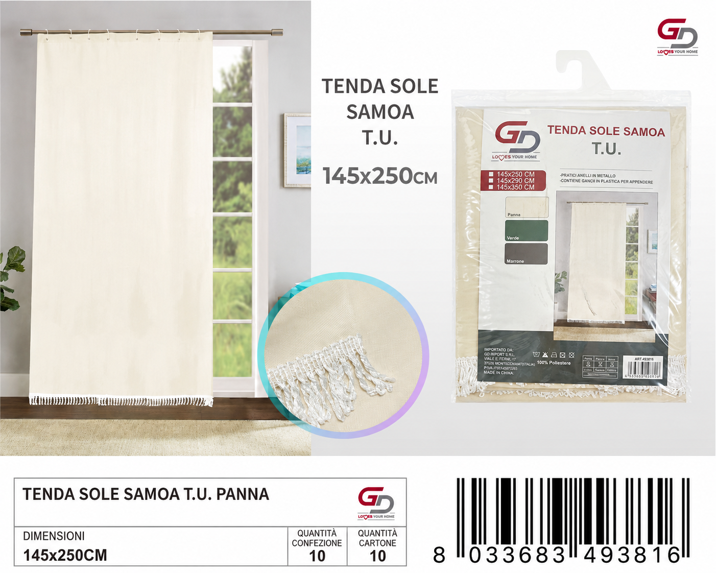 TENDA SOLE SAMOA 145*250 T.U. PANNA 145*250CM