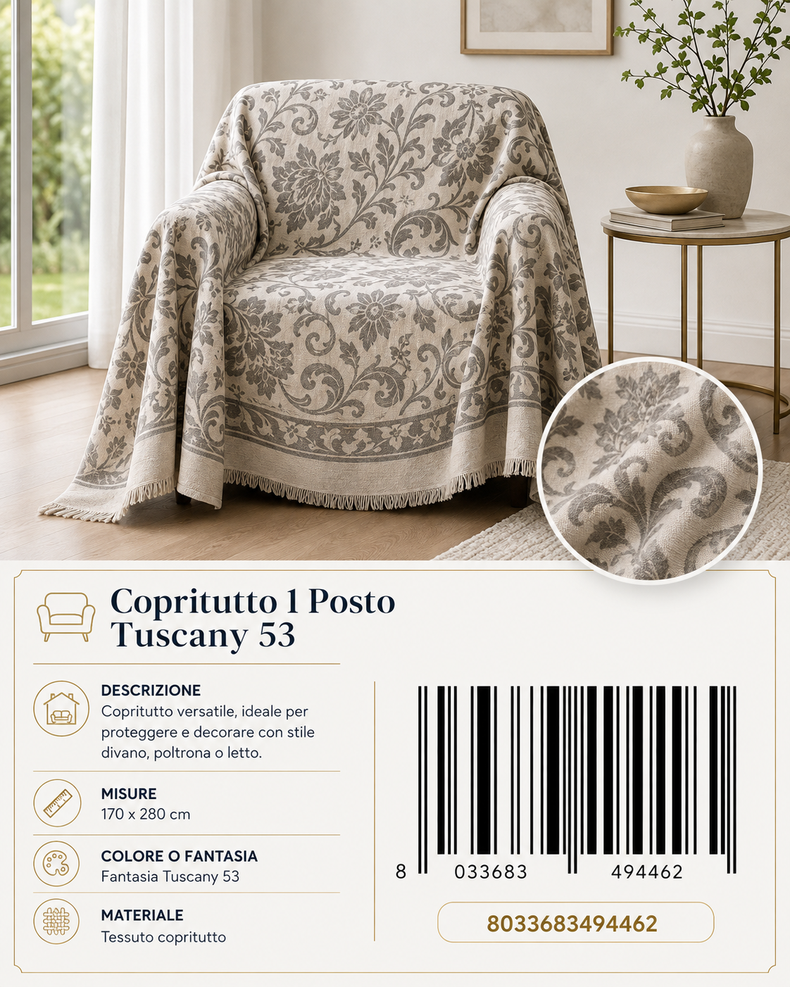 Copritutto 1P Stp 170 X 280 Cm Tuscany 53 Copritutto - 8033683494462