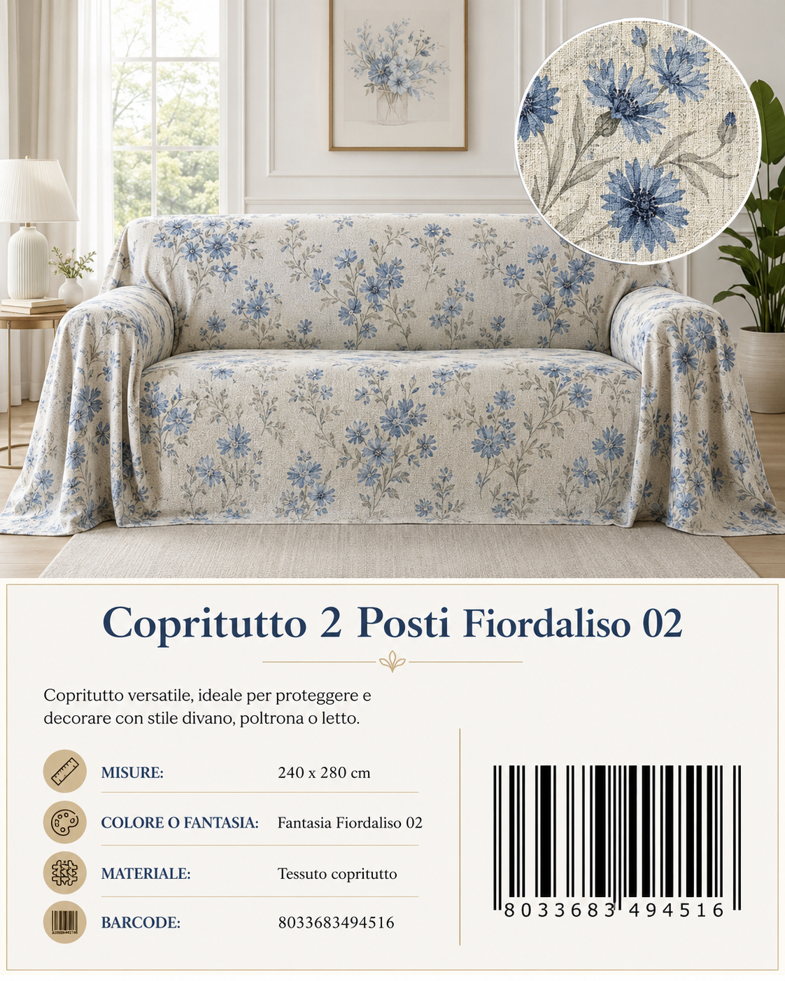 Copritutto 2P Stp 240 X 280 Cm Fiordaliso 02 Copritutto