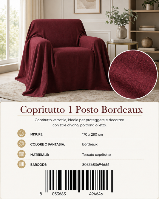 Copritutto 1P T.U. 170 X 280 Cm Bordeaux Copritutto - 8033683494646