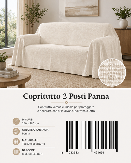 Copritutto 2P T.U. 240 X 280 Cm Panna Copritutto