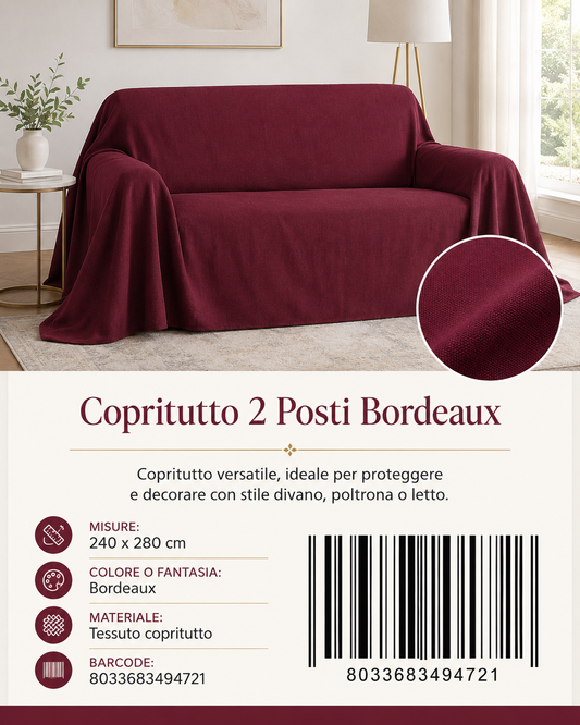 Copritutto 2P T.U. 240 X 280 Cm Bordeaux Copritutto
