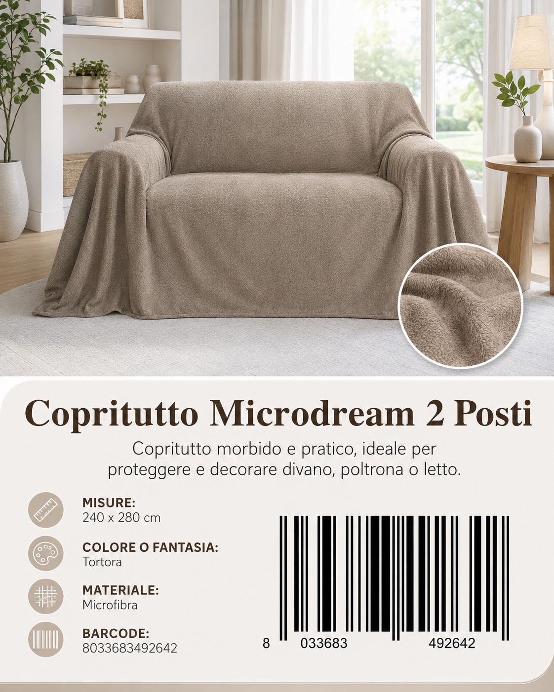 Copritutto 2P T.U. 240 X 280 Cm Verde Chiaro Copritutto - 8033683494738