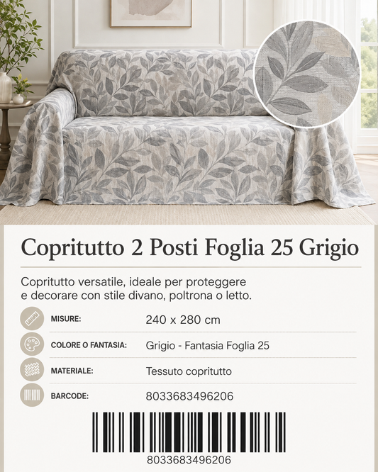 Copritutto 2P Stp Copritutto Foglia 25 Grigio 240 X 280 Cm Un Colore Per Box - 8033683496206