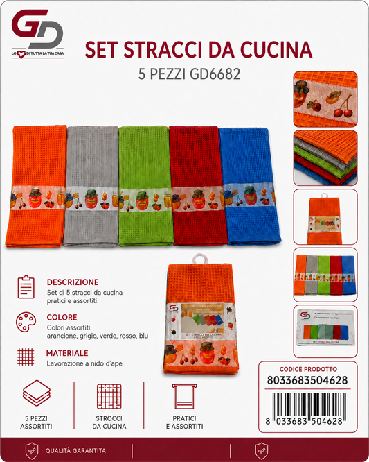 Set Stracci Da Cucina 5Pezzi Gd6682-40X60Cm