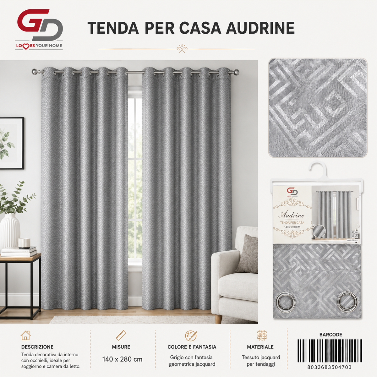 TENDA PER CASA Audrine 140x280 - 8033683504703