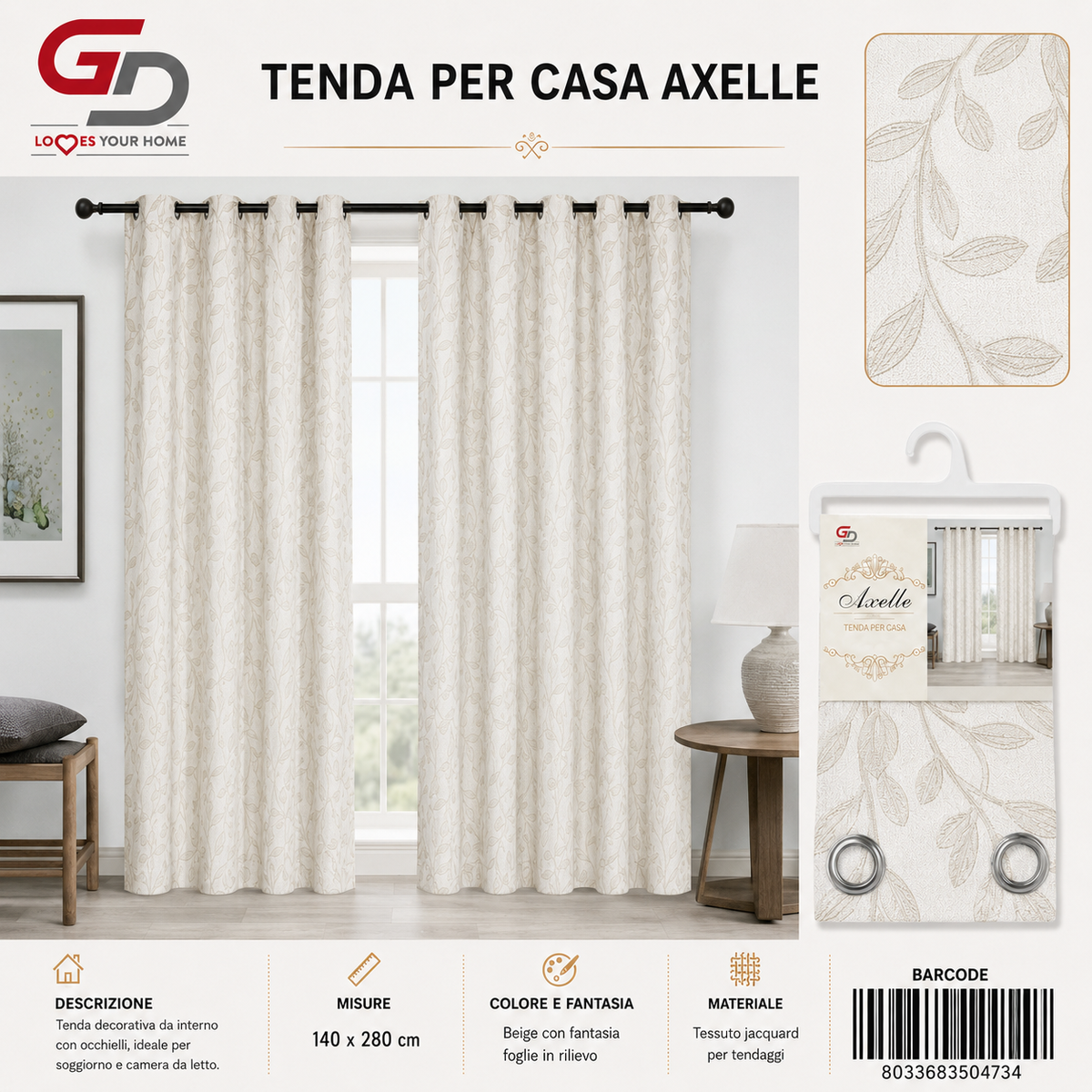 TENDA PER CASA Axelle 140x280 - 8033683504734