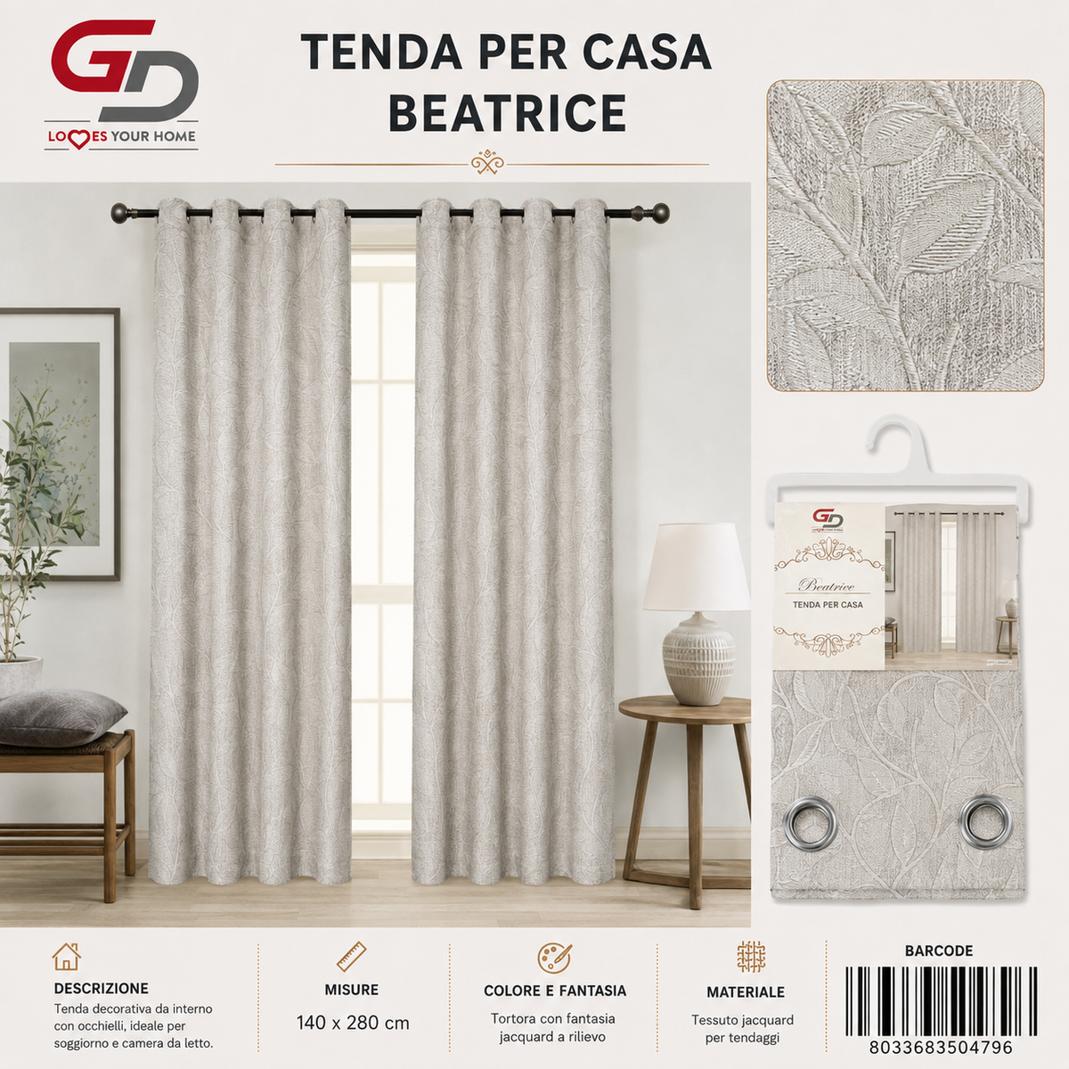 TENDA PER CASA Béatrice 140x280 - 8033683504796