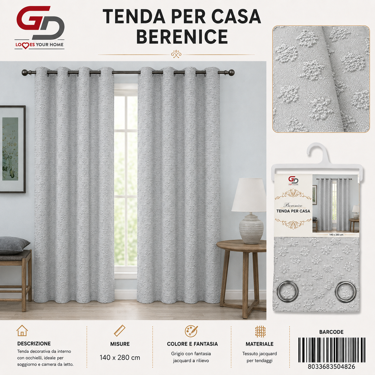 TENDA PER CASA Bérénice 140x280 - 8033683504826