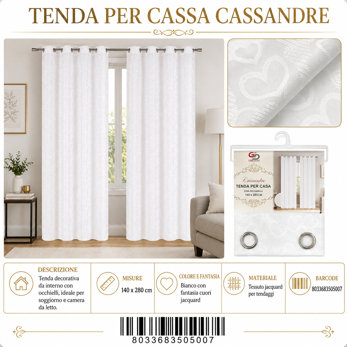 TENDA PER CASA Cassandre 140*280CM - 8033683505007