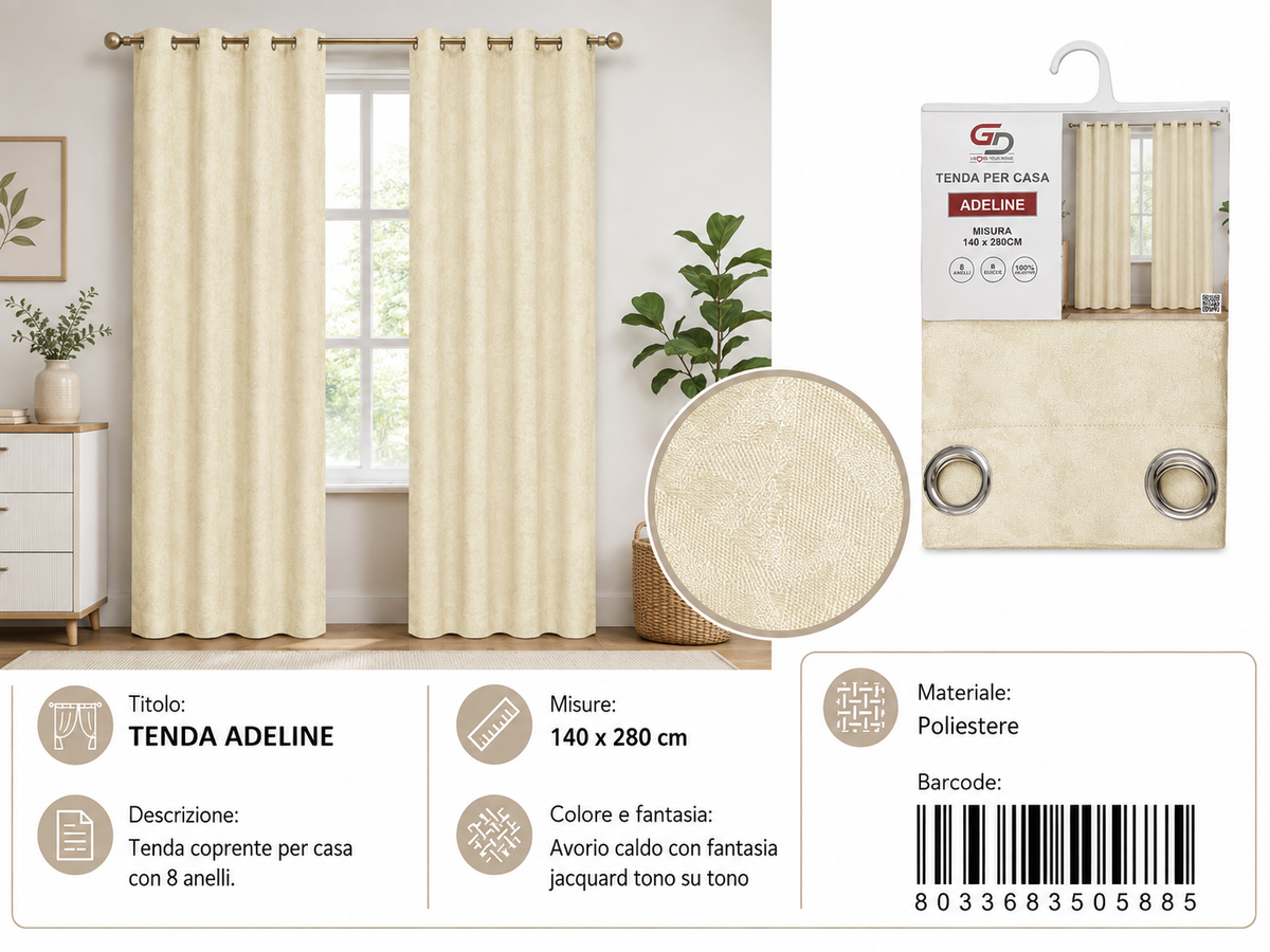 TENDA PER CASA Adeline 140*280CM - 8033683505885