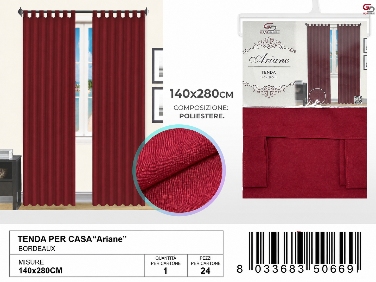 TENDA PER CASA Ariane 140*280CM