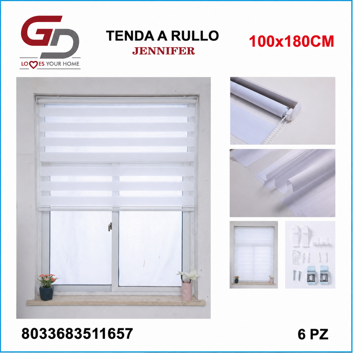 TENDA A RULLO IN GARZA 100*180CM BIANCO