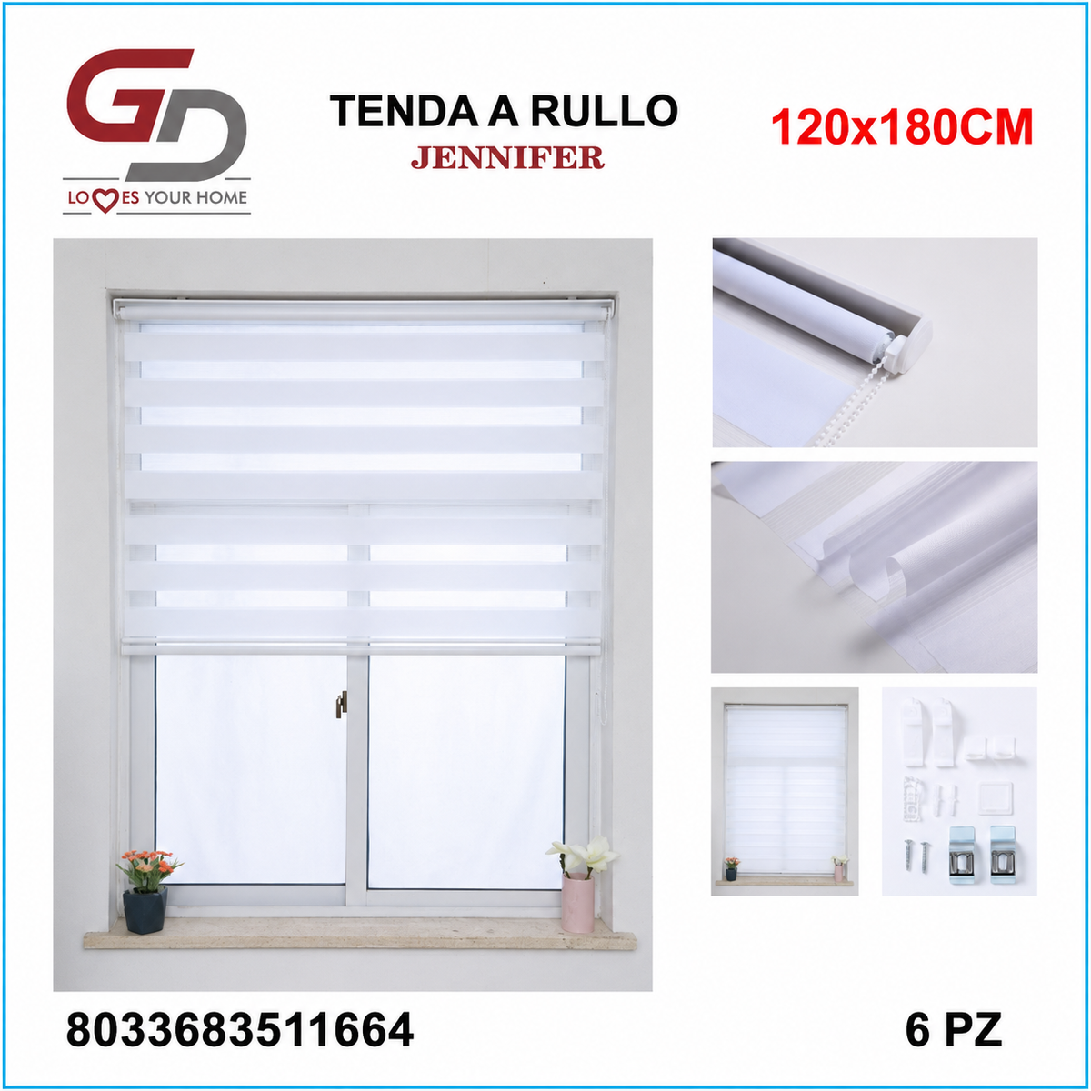 TENDA A RULLO IN GARZA 120*180CM BIANCO