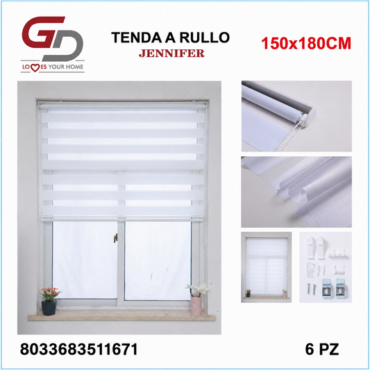 TENDA A RULLO IN GARZA 150*180CM BIANCO
