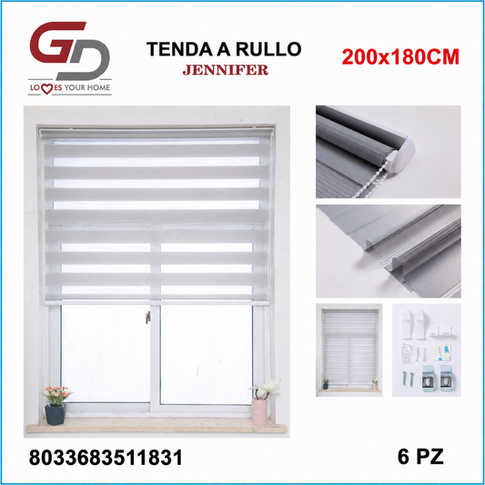 TENDA A RULLO IN GARZA 200*180CM GRIGIO