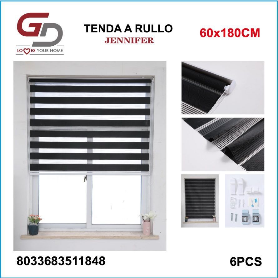 TENDA A RULLO IN GARZA 60*180CM NERO