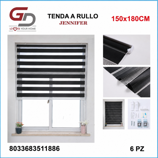 TENDA A RULLO IN GARZA 150*180CM NERO