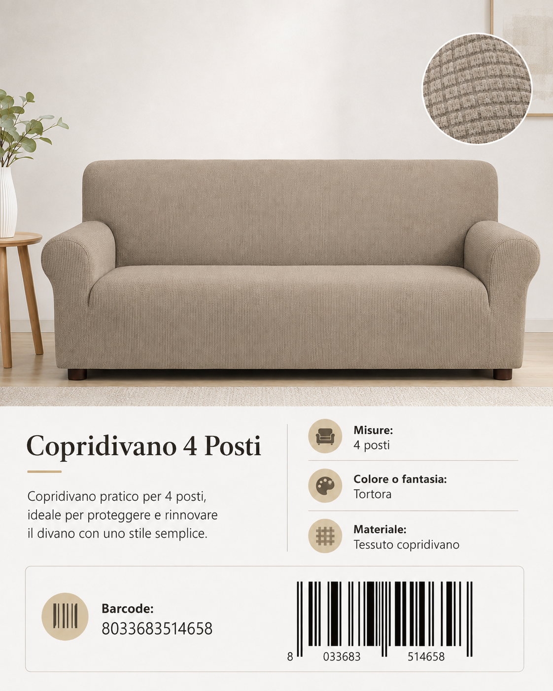 Copridivano 4Posti Non Impermeabile - 8033683514658
