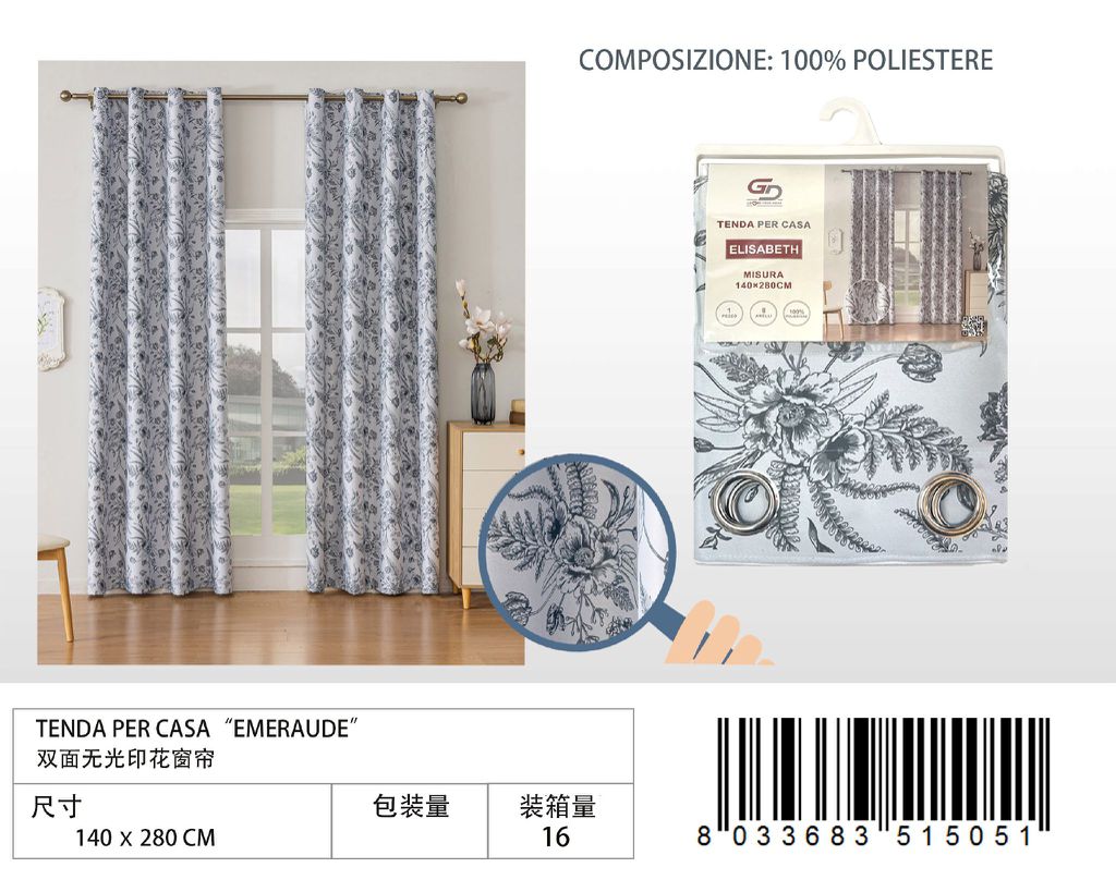TENDA PER CASA ELISABETH 140*280CM