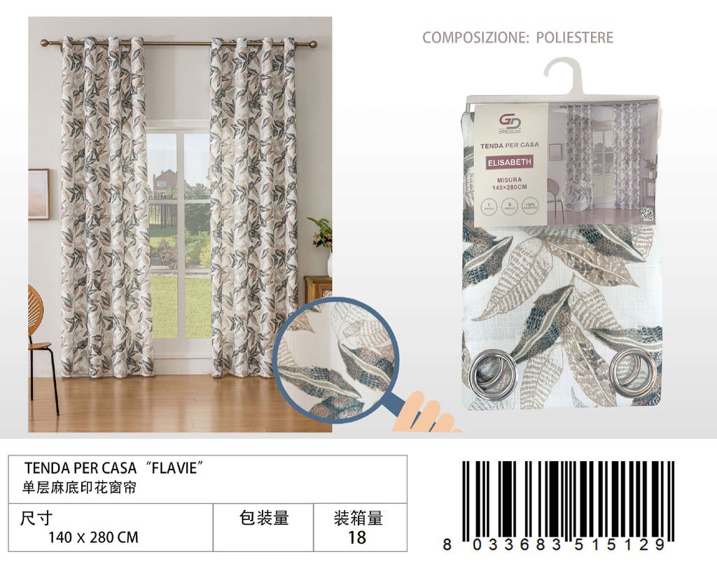 TENDA PER CASA ELISABETH 140*280CM