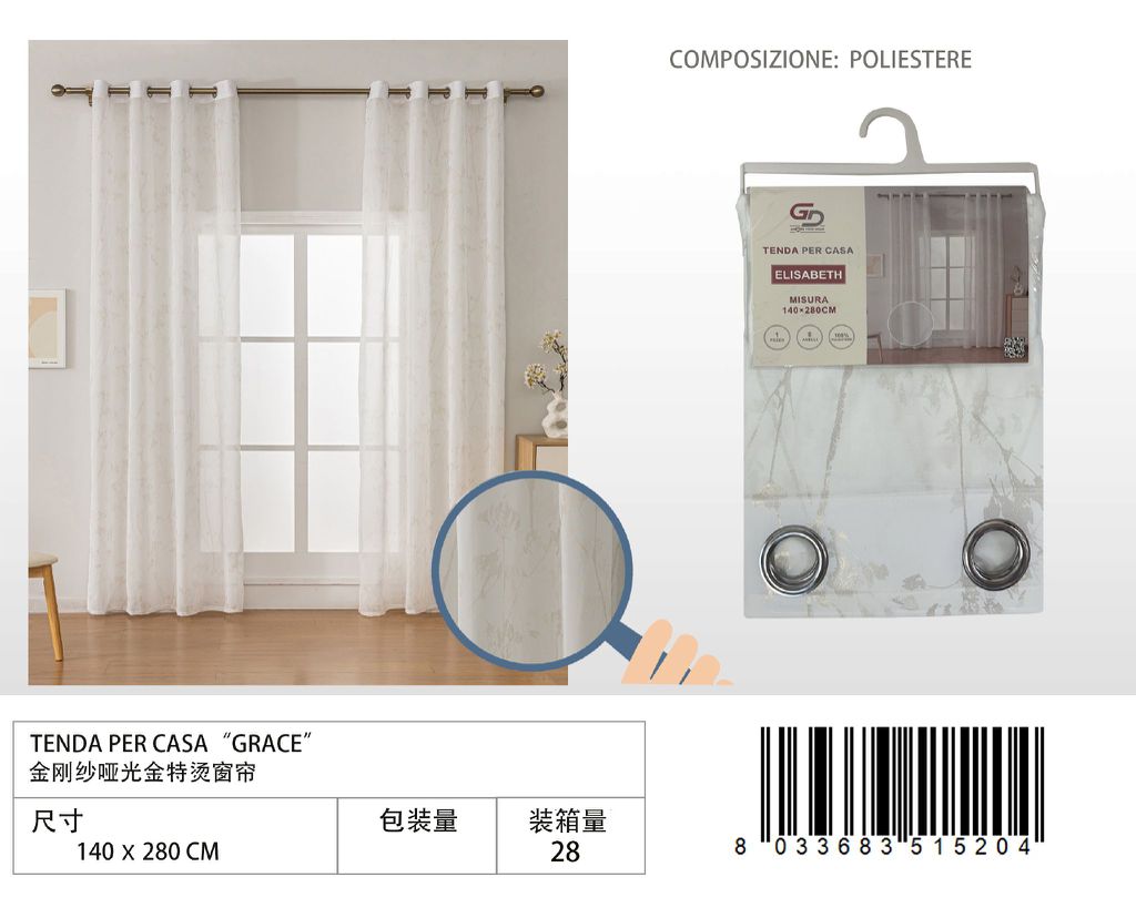 TENDA PER CASA ELISABETH 140*280CM